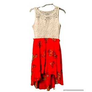 Finesse Floral Sleeveless Hi Low Spring Dress Lace Top Sz. L (M) Vintage
